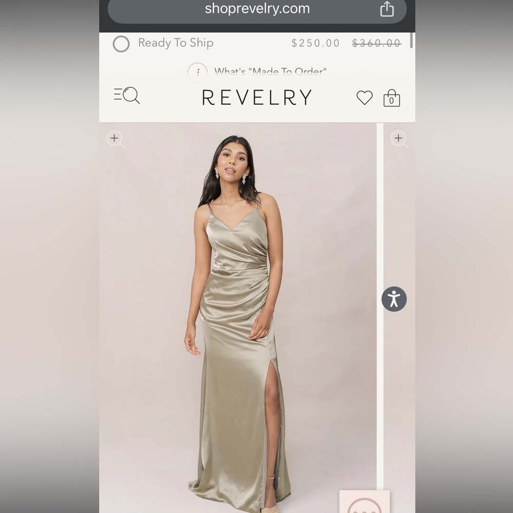 Shop revelry Rory satin dress size 6 (silver sage)